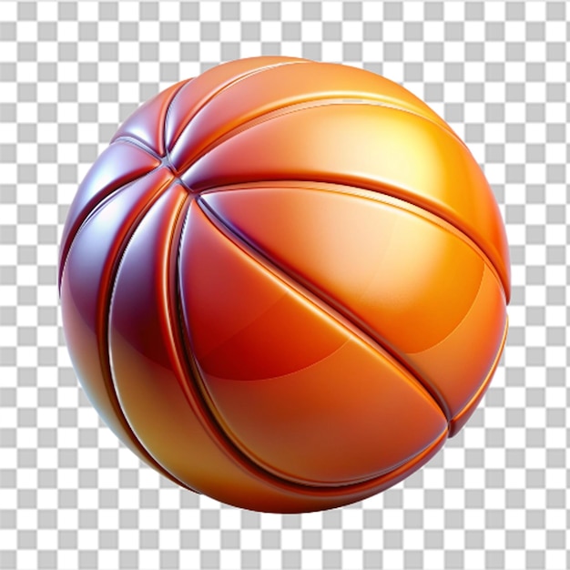 3D glossy plastic basketball with realistic details and vibrant colors