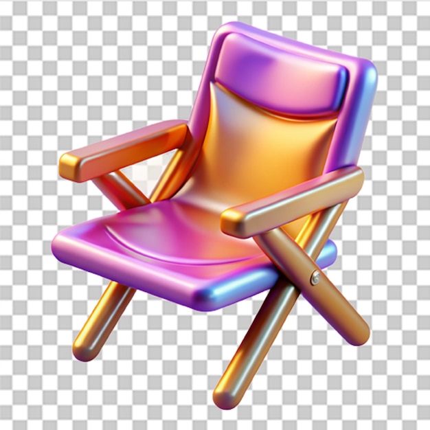 3D glossy plastic camping chair with realistic details and vibrant colors