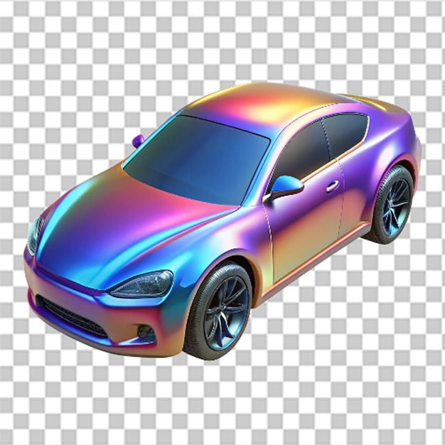 PSD 3d glossy plastic car with realistic textures and vibrant colors