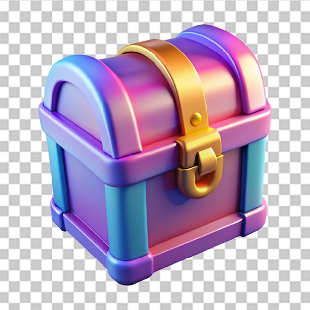 PSD 3d glossy plastic treasure chest with realistic textures and vibrant colors