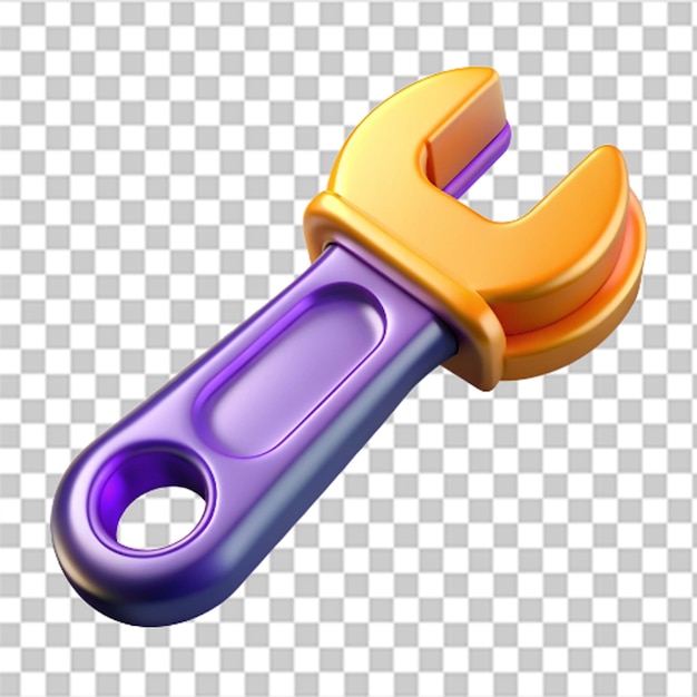 PSD 3d glossy shiny adjustable wrench icon for repair and maintenance