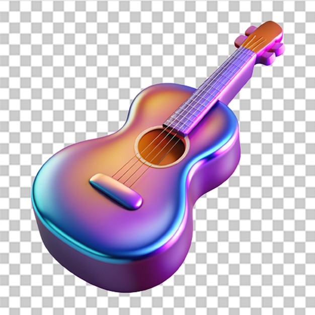 3D Glossy Shiny Guitar with Realistic Details and Vibrant Colors Isolated on White