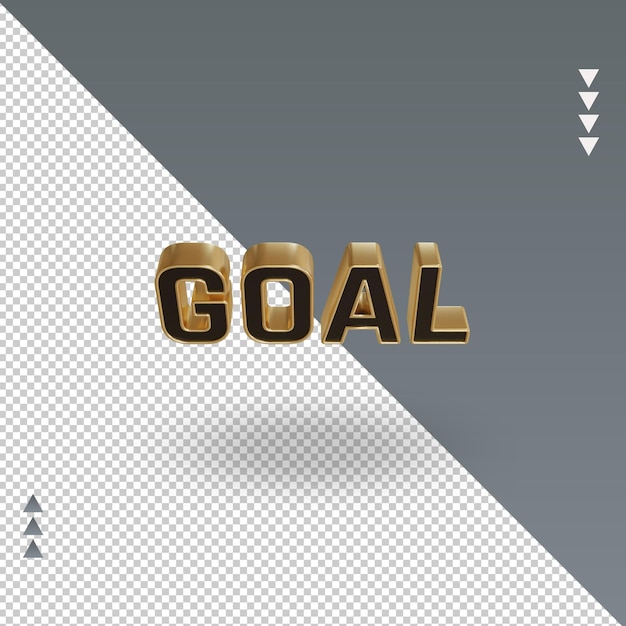 3d Goal black gold icon rendering Top view