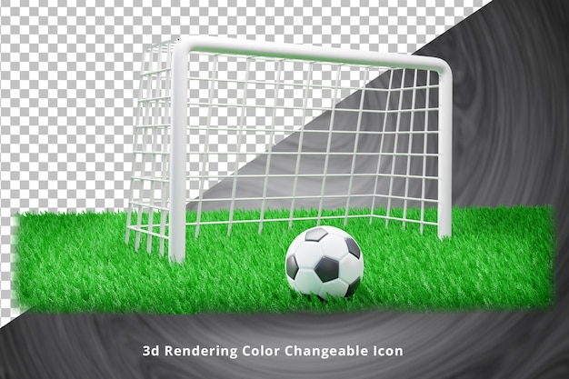 3d goalpost with football field or 3d football field with goalpost and football