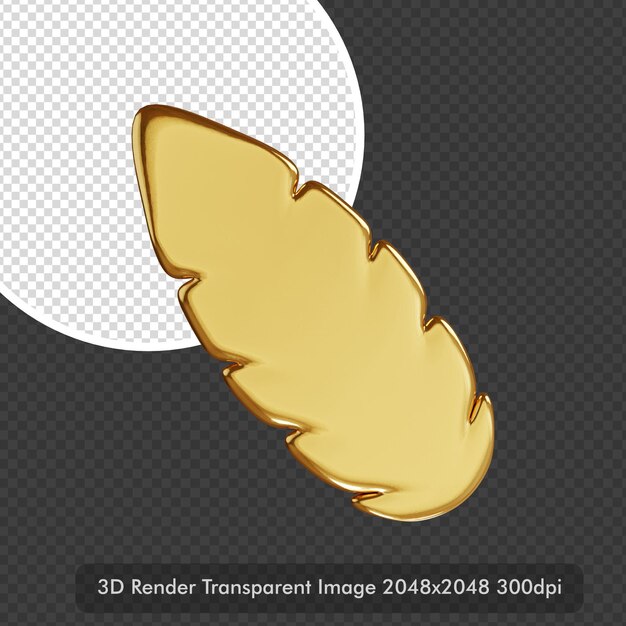 3D Gold Banana Leaf Isolated Element