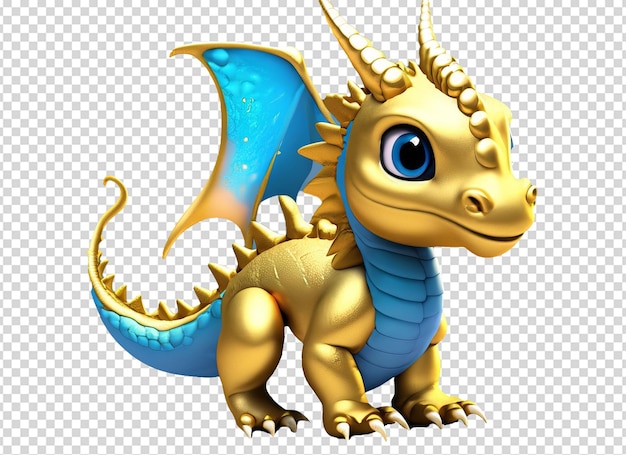 3D Gold and Blue baby Dragon