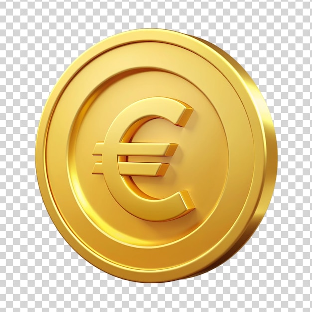 PSD 3d gold coin euro icon on transparent background