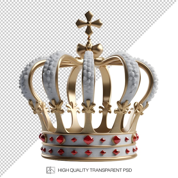 3d gold crown on Transparent background