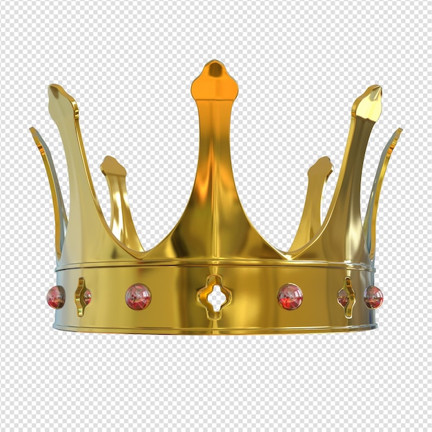 3D GOLD CROWN WITH RED DIAMONDS