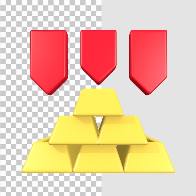 3d gold down business icon