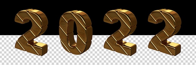 3d gold figures new year 2022