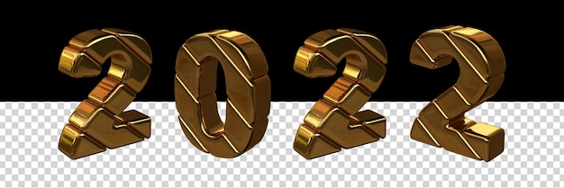 3d gold figures new year 2022