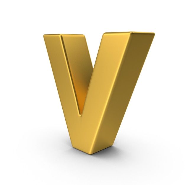 PSD 3d gold lowercase letter v