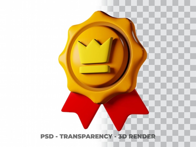 3D Gold Medal icon with transparent background