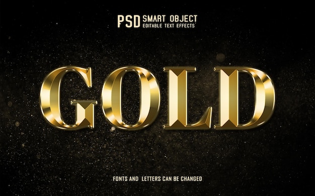 PSD 3d gold metal text effect psd template title design