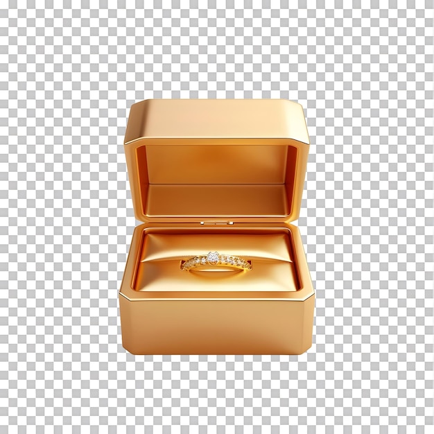 3D gold ring box white background 8K resolution