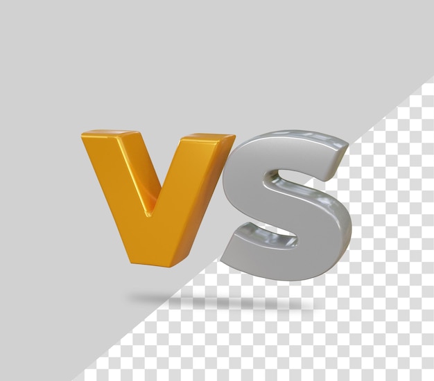 3d gold and silver Versus vs rendering icon text effect