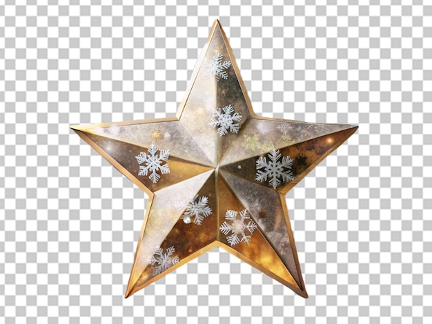 3d gold star isolated on transparent background