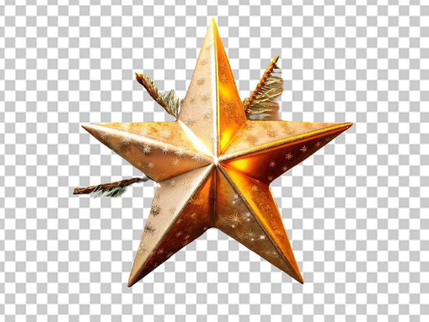 3d gold star isolated on transparent background