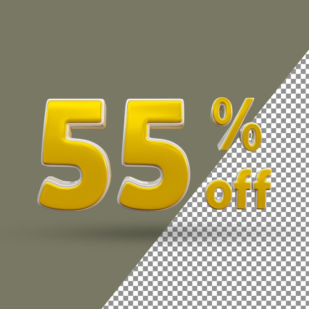 3d Gold Text Number 55 Percent Off