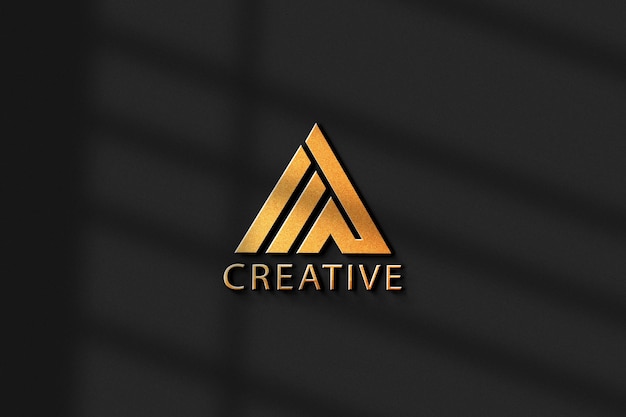 3d gold textured logo mockup