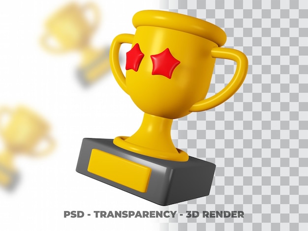 3D Gold Trophy with Transparency Render Modeling Premium Psd