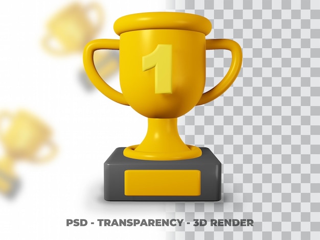 3D Gold Trophy with Transparency Render Modeling Premium Psd