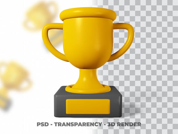 3D Gold Trophy with Transparency Render Modeling Premium Psd