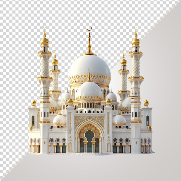 3d gold and white mosque png