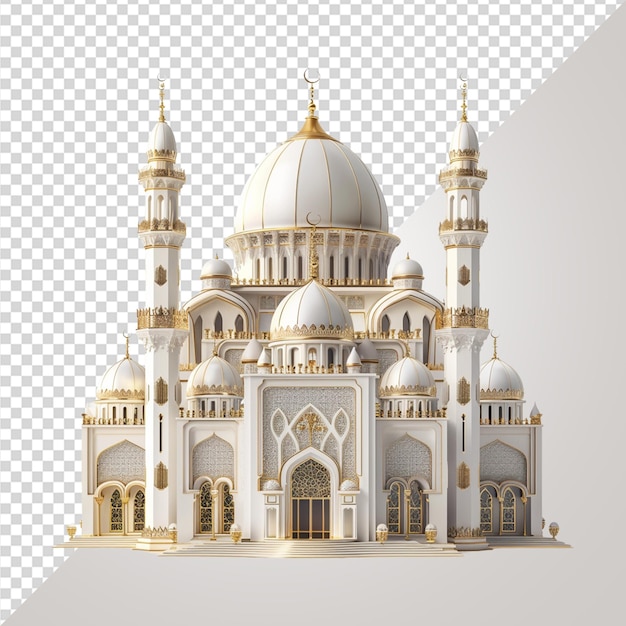 3d gold and white mosque png