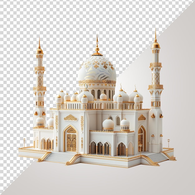 3d gold and white mosque png