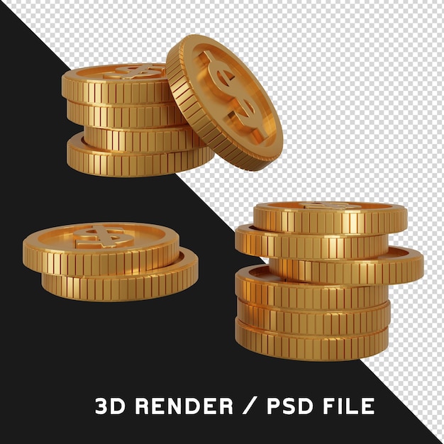 3d golden coin Financial isolated Premium Psd