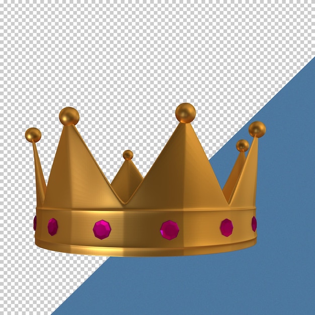 3d Golden Crown render with red diamond