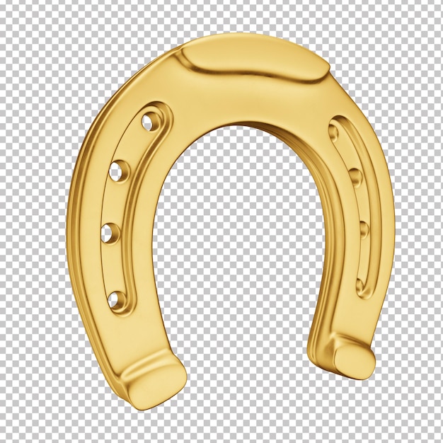 3d golden horseshoe with transparent background