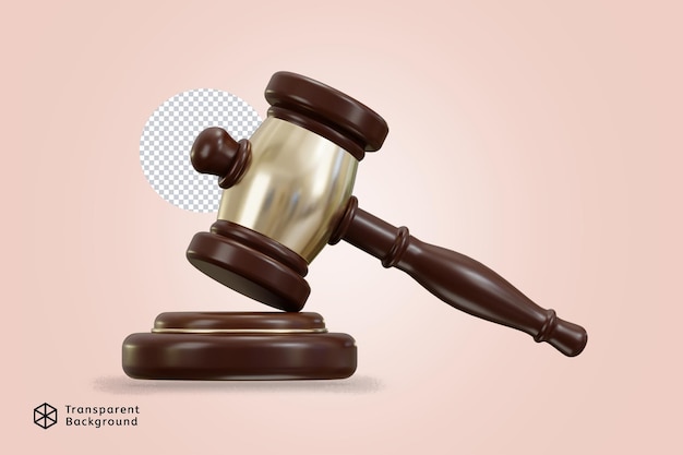 PSD 3d golden judicial gavel icon illustration