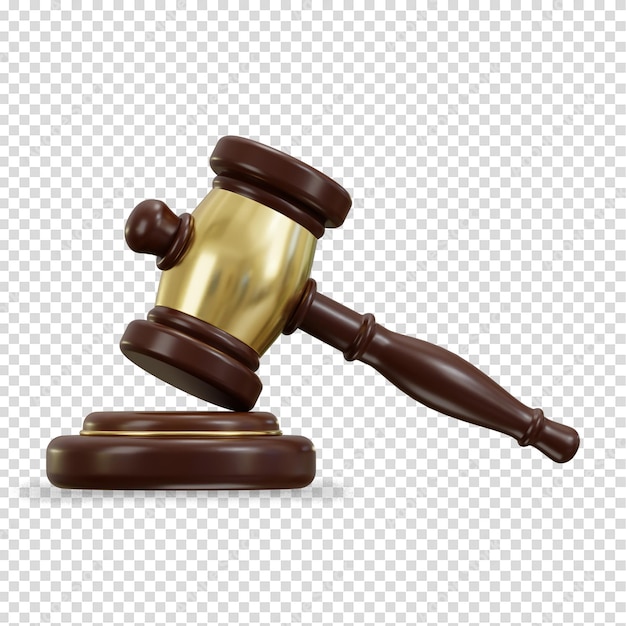 3d golden justice gavel icon illustration