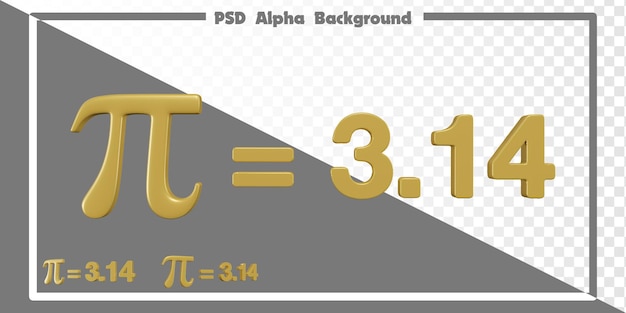 PSD 3d golden math pi symbol with the value alpha background