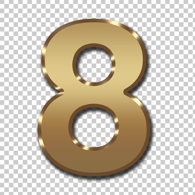 3d golden number eight 8 for number icon