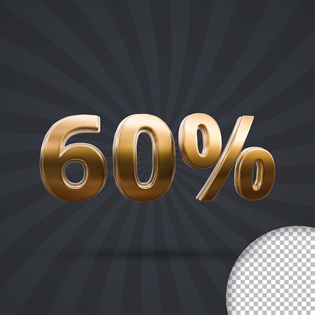 3D Golden Sixty percent psd