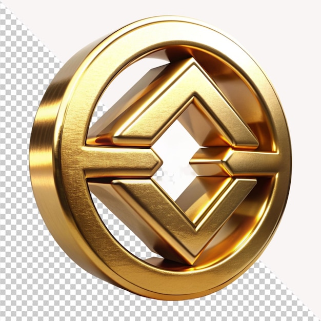 3d golden symbol on transparent background