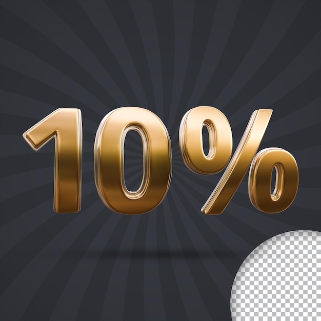 3D Golden ten percent psd