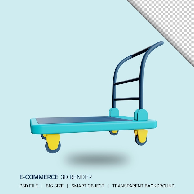 3d goods trolley with transparent background