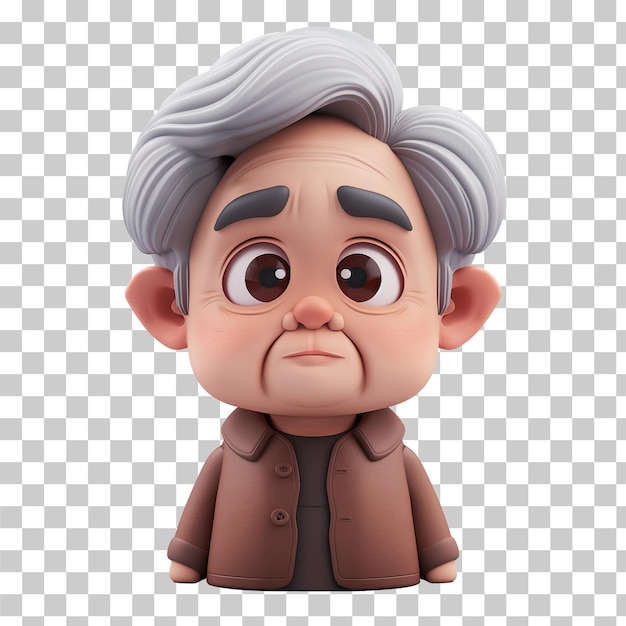 3D grandfather avatar isolated on transparent