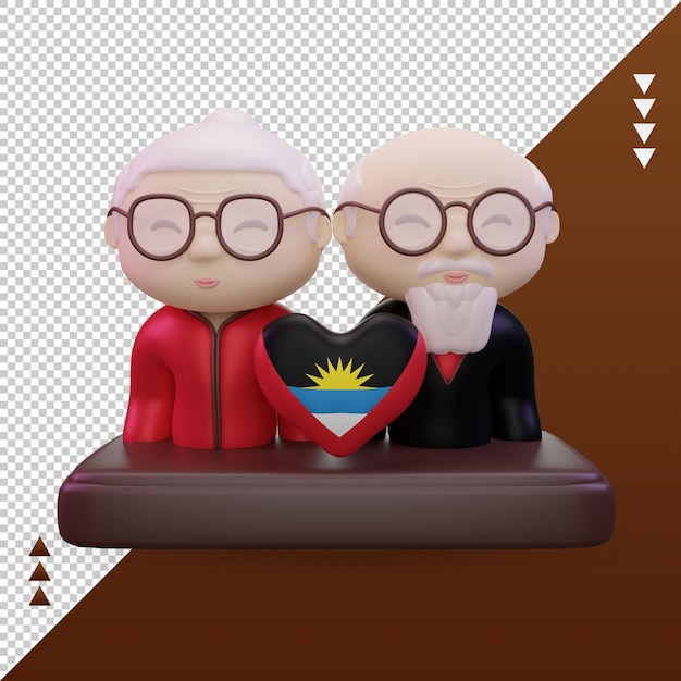 3d grandparents day love Antigua and Barbuda flag rendering front view