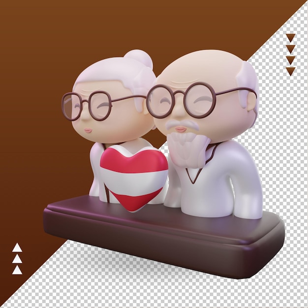 3d grandparents day love Austria flag rendering right view