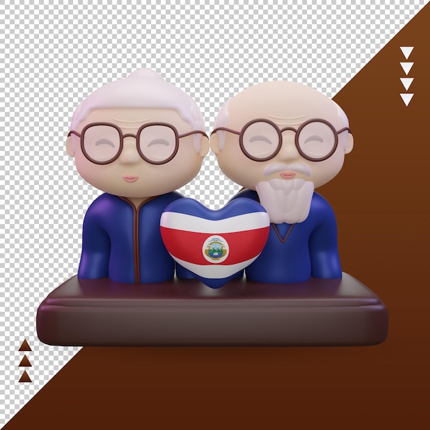 3d grandparents day love Costa Rica flag rendering front view