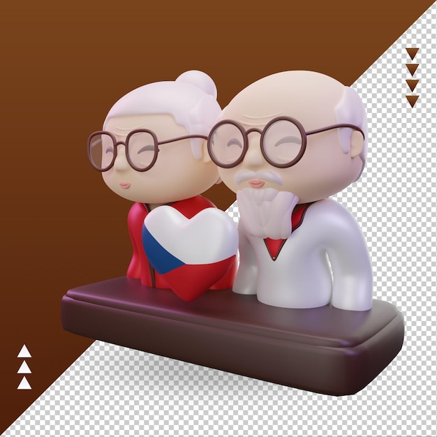 PSD 3d grandparents day love czech republic flag rendering right view