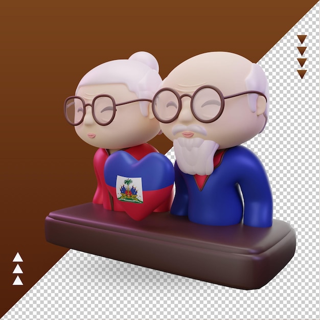 3d grandparents day love Haiti flag rendering right view