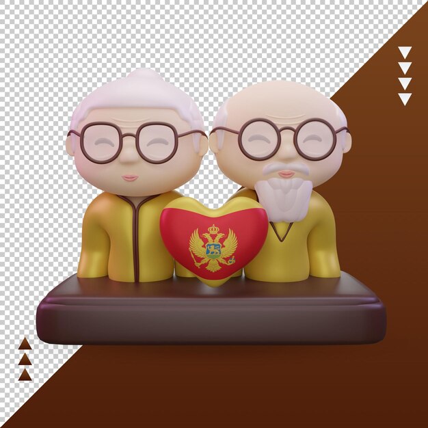 3d grandparents day love Montenegro flag rendering front view