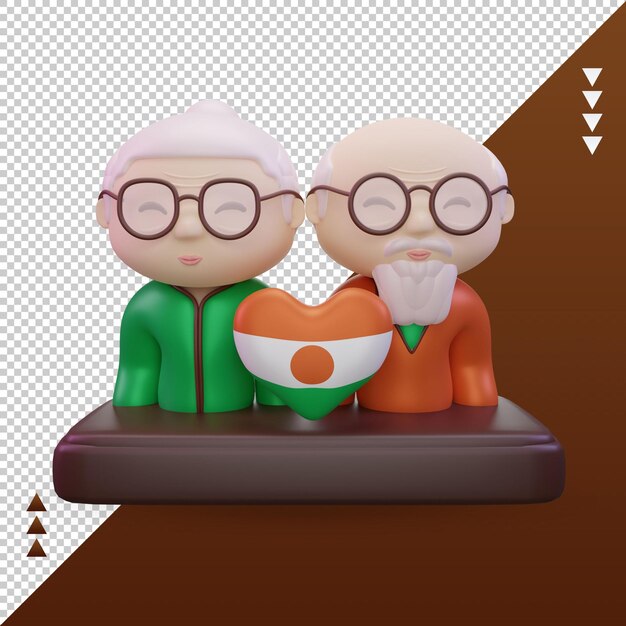 3d grandparents day love Niger flag rendering front view